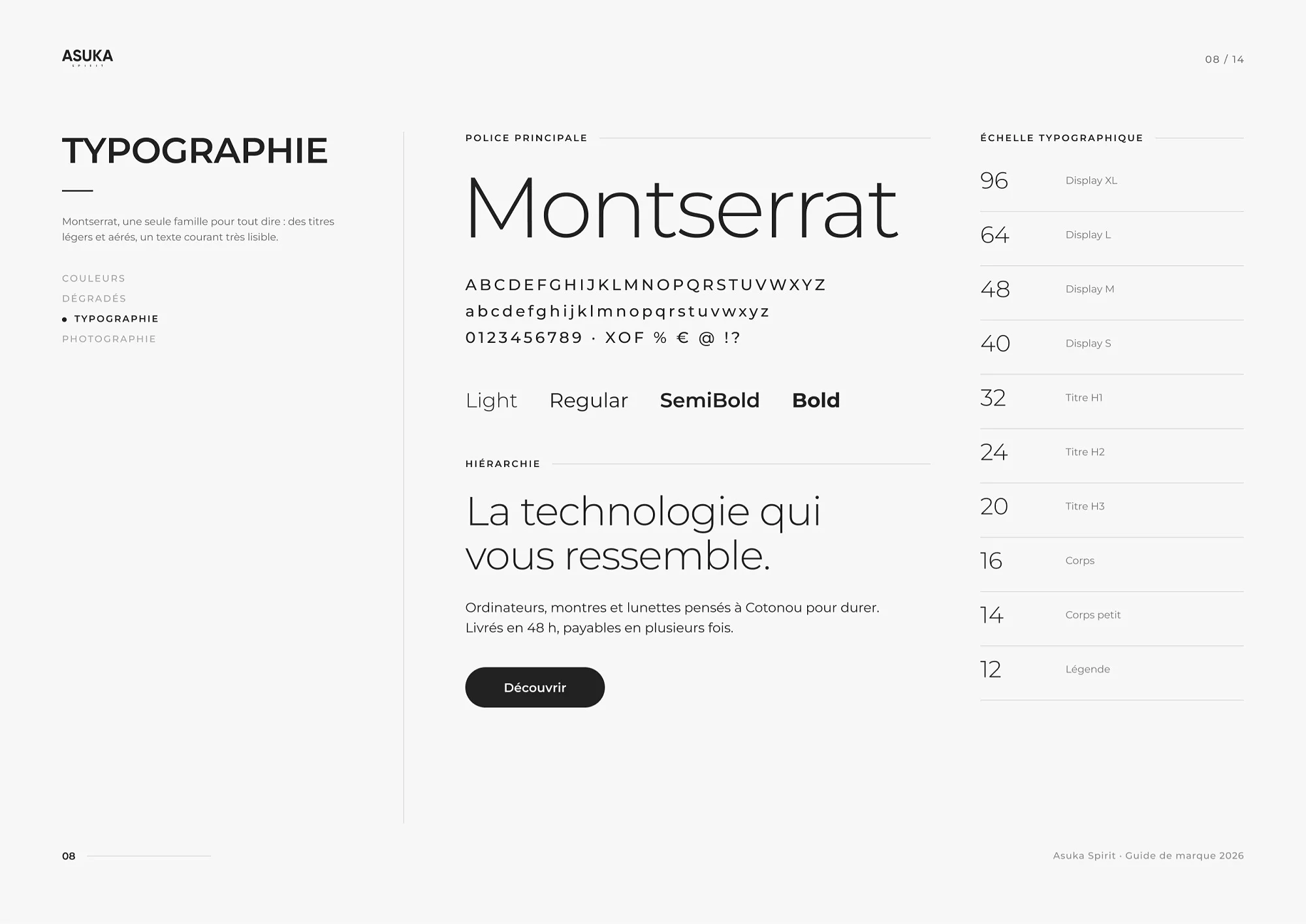 La typographie : Montserrat et son échelle