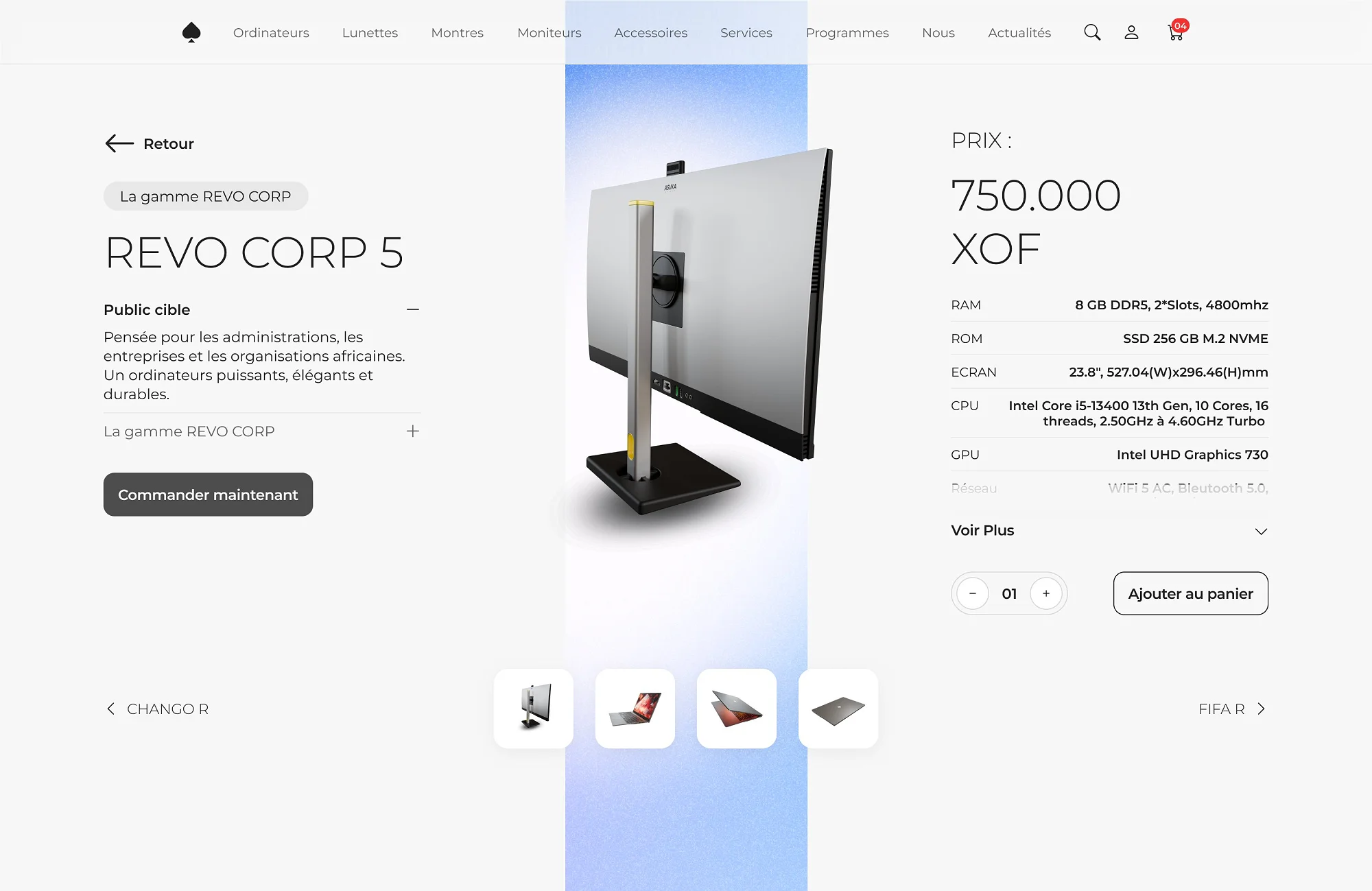 Fiche produit du REVO CORP 5 sur ordinateur portable
