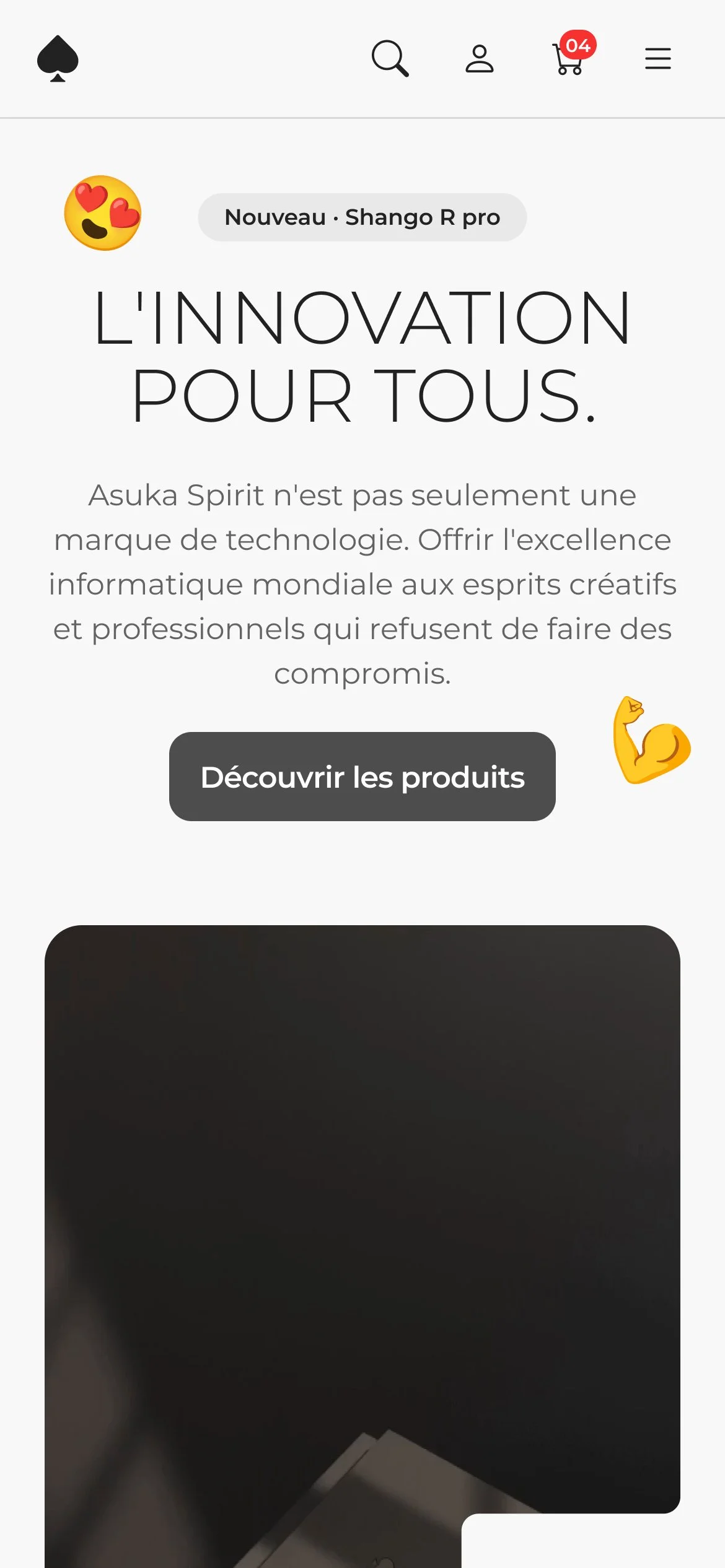 Accueil du site sur mobile